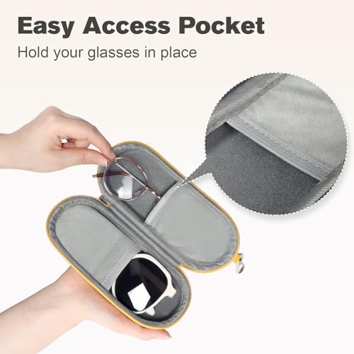 Image of Double Eyeglasses Case, Dual Glasses Sunglasses Organizer with Zipper Closure, Eyewear Storage Box for Men Women Travel