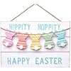 Valery madelyn happy easter wooden hanging signs for front door cute rustic farmhouse bunny sign easter decorations indoor home decor for spring front porch window wall outdoor holiday party 10 inch  urban country home decor