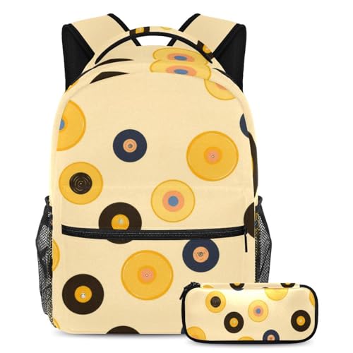 Sac à dos motif disques jaunes multicolore 29.4x20x40cm pour adolescents