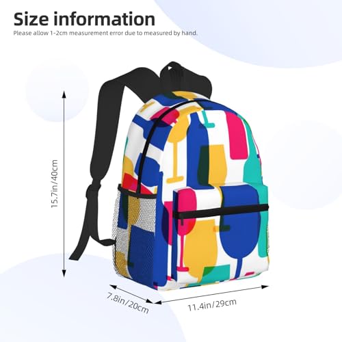 BREAUX Cocktail Glasses And Wine Bottles Print Lightweight And Comfortable Duffel Bag, Casual Daypack, Multipurpose Backpack4