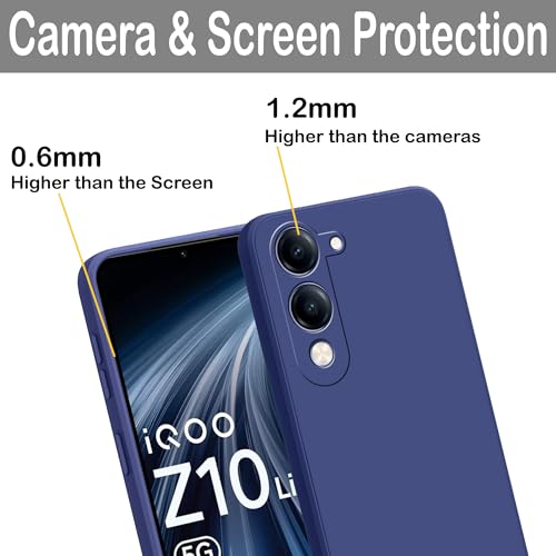 Image of amazon basics Back Cover for Vivo T4 Lite /iQOO Z10 Lite 5G | Ultra Slim Soft Rubberised Case | Matte Silicone Flexible Mobile Case | Camera Protection - Blue