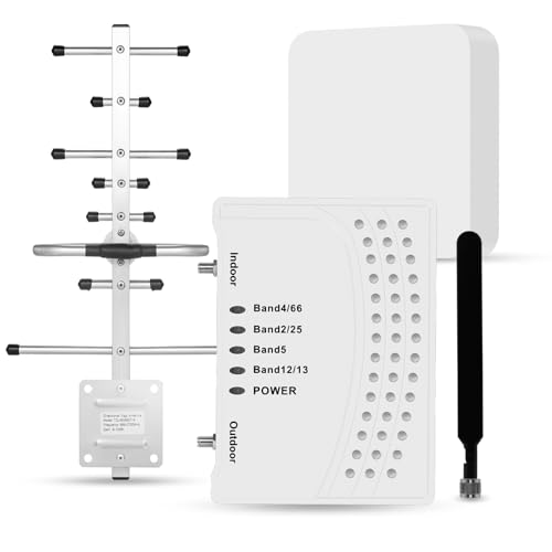 Cell Phone Booster for Home & Multi-Room, Cell Phone Signal Booster with 2 Indoor Antennas for Band 66/2/4/5/12/17/13/25,Up to 6000 Sq.Ft,Boost 4G 5G LTE Data for All U.S. Carriers, FCC Approved