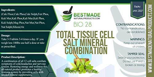 Total Tissue Cell Salt Mineral Combination Bio28, 300 pellets, Helps Your Body Absorb and Use Nutrients, Increases Energy Levels, Improves Sleep Patterns, Restores Overall Health and Vitality - Thumbnail 2