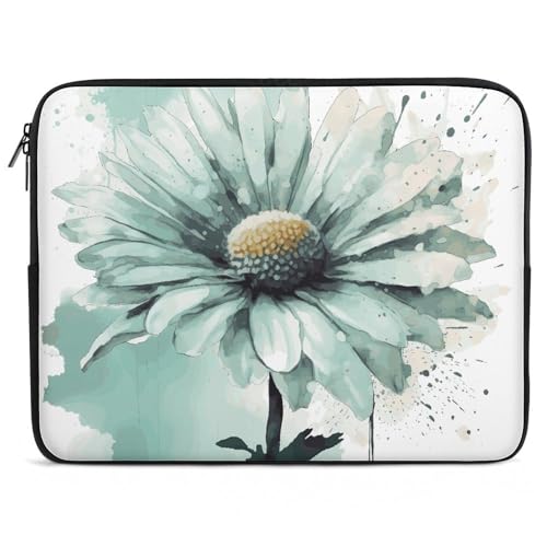 Housse ordinateur portable motif marguerites en néoprène ultra fine et légère