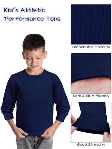 Cooraby 6 Pack Girls Boys Long Sleeve Shirt Thermal Performance Tops Stretch Color Undershirt Base Layer Cotton Top3