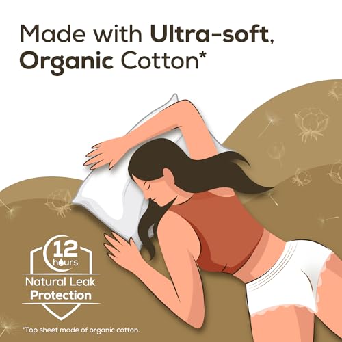 Image of Evereve Organic Cotton Period Panty for Girls & Women, (M-L), 10 Pcs, 360 Degree Overnight Coverage, 100% Natural Comfort, High Absorbency for Heavy Flow, Maternity Postpartum Disposable Panty