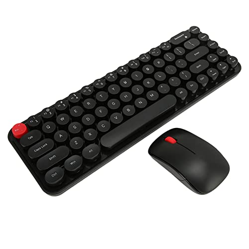 Retro Full Size Typewriter Keyboard, 2.4G Keyboard and Mouse Combo 68 Keys with Multimedia Function Keys and Number Pad, Round Keycaps for PC Computer Laptop