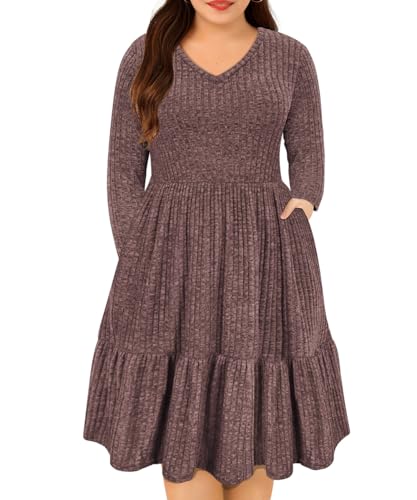 Image of RITERA Plus Size Dresses for Curvy Women Summer Spring Womens Dress V Neck Short Sleeve Casual Dress with Pockets XL-5XL