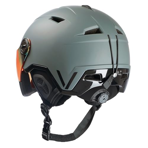 BLACK CREVICE Skihelm Vail I Skihelm mit Visier im Pilotenstyle I Skihelm Herren & Damen I Skihelm...