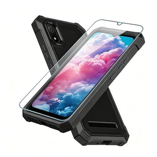Lozeguyc for Cloud Mobile Stratus C8 Case with Screen Protector Full Body Protection Front PC Back Soft Silicone Bumper Heavy Duty Protection Shockproof Phone Case for Cloud Mobile Stratus C8 Black