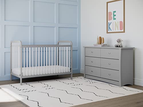 Image of Storkcraft Pasadena 3-in-1 Convertible Crib (Pebble Gray /White) - GREENGUARD Gold Certified, Converts to Daybed and Toddler Bed, Fits Standard Full-Size Crib Mattress, Adjustable Mattress Height