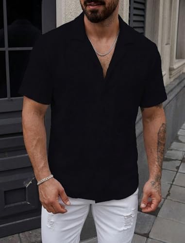 Image of MiraMichi Men's Regular Fit Cotton Blend Shirts | Half Sleeve Solid Pattern | Casual Wear for Everyday Style