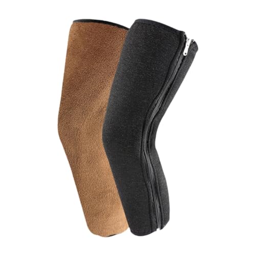 Qianly Knee Warmers Comfortable Knee Brace for Running, Cold Weather, Sports, Cycling, Brown Lining, 50cm
