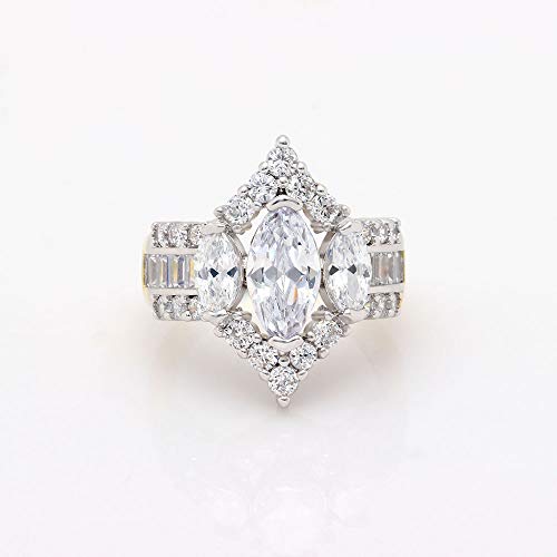 UFOORO Engagement Rings Inspired by Royal Wedding: 3 Stone Cubic Zirconia Crown & Simulated Gemstone Promise Ring: 18K Yellow Gold, 18K Rose Gold & Rhodium Plating, Size 5-104