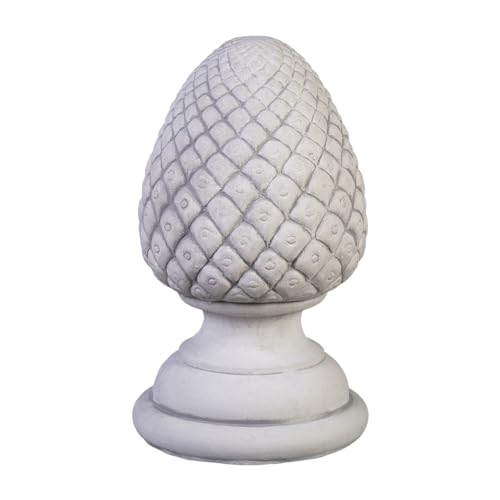 gartendekoparadies.de Pinienzapfen Sund Steinfigur Zirbelnuss, H. 36 cm, Ø Stellfläche 21 cm, 18 kg, Grau, frostsicher aus Steinguss für Außenbereich