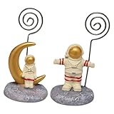 POPETPOP Lot de 2 set de Porte-Mémos de Bureau Astronautes en Métal Doré Pinces à Mém...