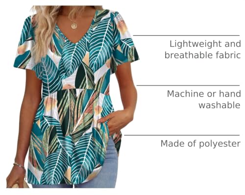 Image of OFEEFAN Womens Summer Tops Babydoll Short Sleeve Shirts Puff Sleeve Peplum Tops V Neck T Shirts