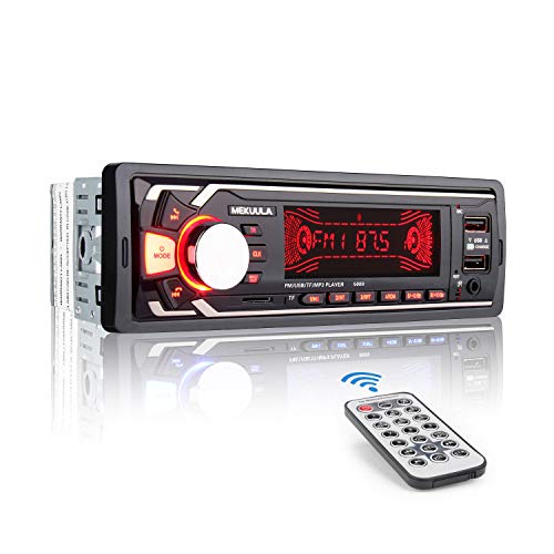 Autoradio Bluetooth Main Libre, 2 Ports USB Poste Stéréo Radio, 1 Din Radio Voiture, 7 Couleurs d'éclairage FM/USB/SD/AUX/EQ / MP3 Player + Télécommande Cover