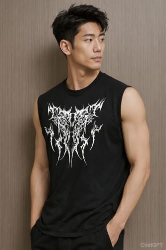 Image of JUGULAR Tank Tops Sleeveless T-Shirt for Men Gym Wear Vest Printed Stylish Round Neck Running for Sports Workout Fitness & Casual or Beach Wear