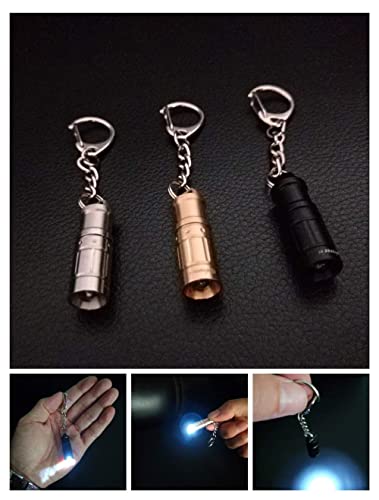 Super Mini Small Tiny Keychain Flashlight,Smallest Bright Key Ring Light Torch For Edc Emergency Dog Walking Sleeping Reading Gift For Student Kids Or Parent(E1-Alu Alloy Black2 Pack)15 Lumen
