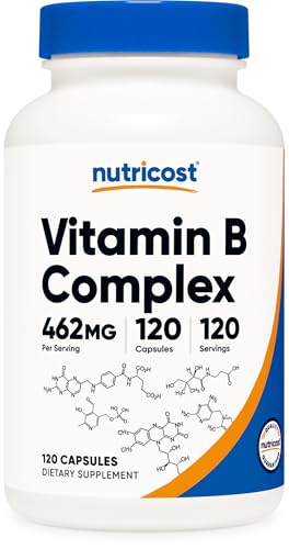 Nutricost High Potency Vitamin B Complex 462mg, 120 Capsules - with Vitamin C - Energy Complex