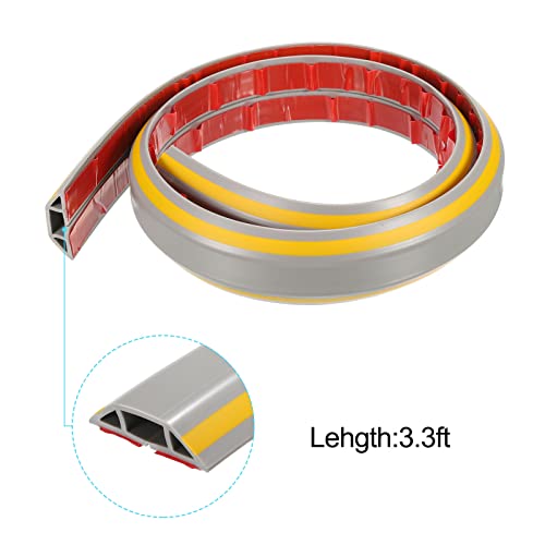 PATIKIL Protector de Cable Cubierta para Piso Canaleta 3.3ft Amarillo Gris Autoadhesiva para Gestión de Cables en Casa y Oficina 0.55" Ancho x 0.28" Alto miniatura 3