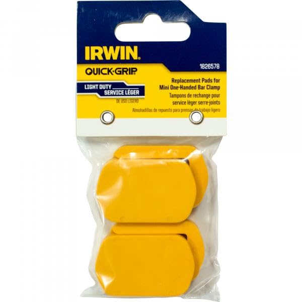 IRWIN Tools QUICK-GRIP Replacement Pads for One-Handed Mini Clamps, 4-Pack (1826578), Yellow