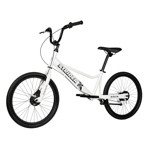 Strider 20x, White - Learn-to-Ride Balance Bike for Ages 8+ - Includes Dual Drum Handbrakes & Kickstand - Easy Assembly & Tool-Free Adjustments
