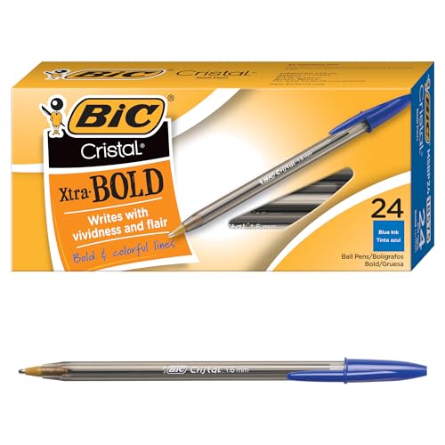 Image of BIC MSBP241-Blu Cristal Xtra Bold Ballpoint Pen, Bold Point (1.6mm), Blue, 24-Count