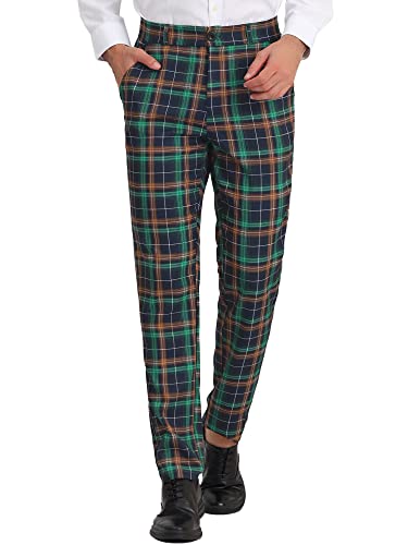 Lars Amadeus Men's Business Plaid Lightweight Regular Fit Flat Front Checked Pants