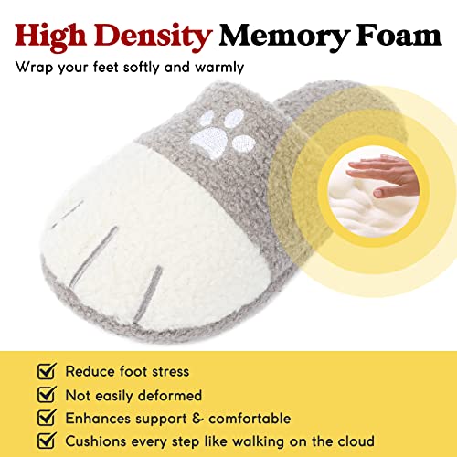 Cute Cat Paw Animal Slippers Anti-Skid Memory Foam House Shoes Warm Fluffy Fuzzy Women Slippers Christmas Halloween Gifts3