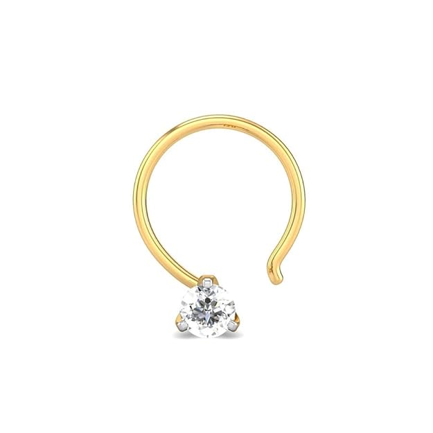 CANDERE – A KALYAN JEWELLERS COMPANY Yellow Gold 18K (750) BIS Hallmark Single Stone SI IJ Diamond Nosepin for Women
