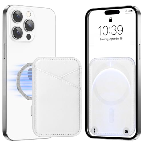 Image of Miroddi for MagSafe Wallet, Strongest Magnetic Card Holder for iPhone 16 /15 /14 /13 /12 Series, 2 Independent Card Slot, RFID Blocking, White