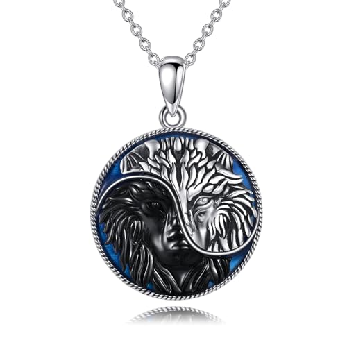 Yin Yang Wolf Necklace for Women 925 Sterling Silver Yin Yang Wolf Pendant Necklace Jewelry Gifts for Men Women