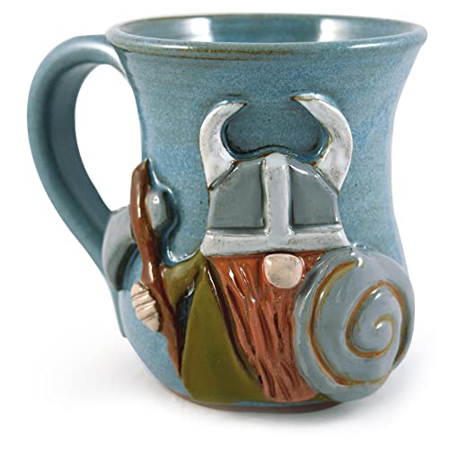 American Made Stoneware Pottery Sculpted Viking Coffee Mug