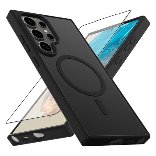 Lyhsgao for Samsung S24 Ultra Case Magnetic: with Magsafe Full Camera Protection Military Grade Shockproof Cover Slim Thin Translucent Matte for Samsung Galaxy S24 Ultra Phone Case Black