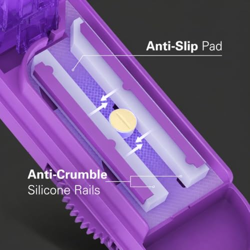 Image of ONE PIX Pill Cutter Splitter for Small and Tiny Pills, Multiple Pill Splitter with Centering Device & Hidden Blade, Adjustable Tablet Cutter for Large Pills, Seniors, Pets, Purple