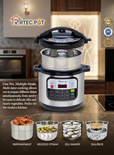 Image of RTEC Electric Pressure Cooker | Multi Cooker for Rice, Dal, Curry & Biryani | Stainless Steel Inner Pot | Automatic Keep Warm Function | Electric Rice & Pressure Cooker | 6L Capacity