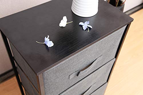 East Loft Nightstand Dresser Storage Organizer For Closet, Nursery, Bathroom, Laundry Or Bedroom 3 Fabric Drawers, Solid Wood Top, Durable Steel Frame (Charcoal) #TOP5