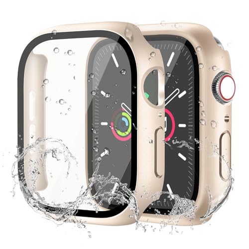 Waterproof Case for Apple Watch Series SE 3/SE 2/SE/Series 4 5 6 40mm Built-in Tempered Glass Screen Protector,[Slim Guard PC Bumper] [Touch Sensitive] Full Protective Face Cover Compatible iWatch