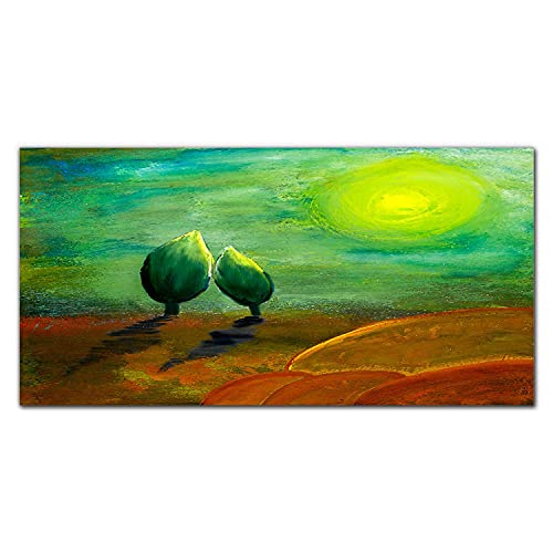 Photo sur verre acrylique Coloray 100x50cm avec paysage arbres solaires pour mur design