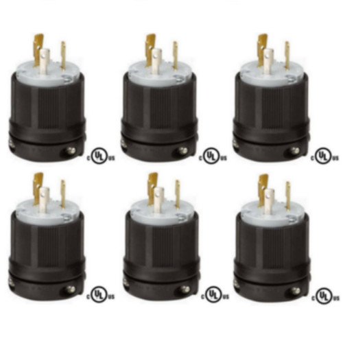 NEMA L5-20 Grounding Locking Plug, 20A 125V AC, 2 Pole 3 Wire, cUL Listed (6)