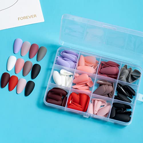 COLORBIRD ネイルチップ ショート 12色 ケース付 黒 ピンク 青 シンプル おしゃれ