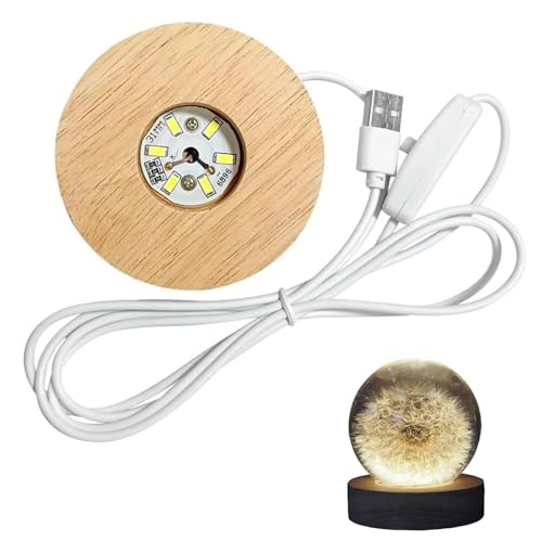 DIY Runde Silikon Form Holz LED Lichtsockel LED Lichter Display Basis runder Displaysockel für DIY Acrylplatte Decorative Ornament Kristallstatuen Glaskugel (Warmes Licht.)