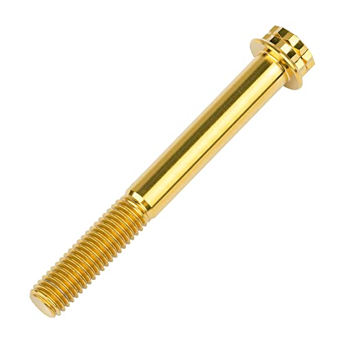 Image of Titanium Flange 12 Point Head M8 x15 20 25 30 35 40 45 50 55 60 65mm Screw Bolt Pack of 4 (M8x65mm, Gold)
