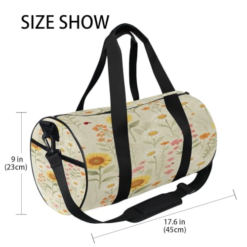 Bolsa deportiva redonda con margaritas: tu compañera ideal para el gimnasio y viajes cortos 4