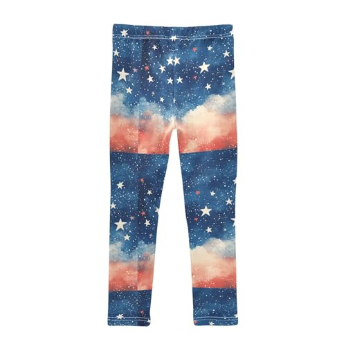 Red White Blue Stars Fourth of July Girls Leggings Kids Yoga Pants Dance Active Tights 4T2