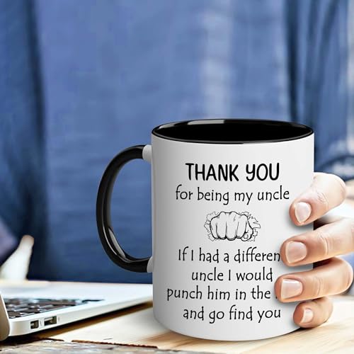 CAYVUSUA Uncle Mug - Uncle Father Gift - Thank You for Being My Uncle Funny Coffee Mug - Gifts For Uncles - Cool Father's Day Birthday Christmas Gift Ideas For Uncle From Niece - Novelty Tea Cup