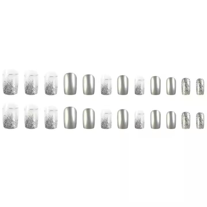 LYS Luxury Silver Press-On Nails.