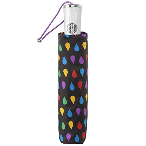 Totes Automatic Open Close Water-Resistant Travel Folding Umbrella With Sun Protection, Black Rain #TOP2